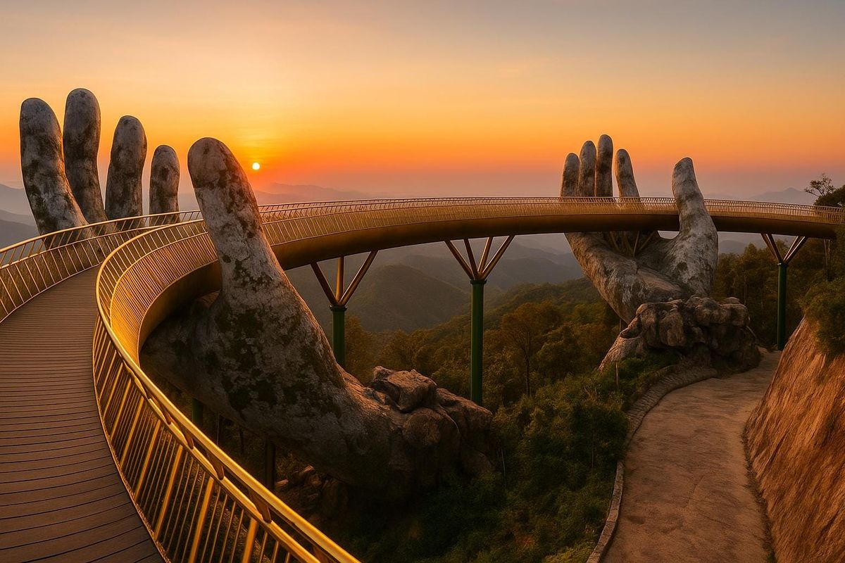 Golden Bridge, Vietnam - Iconic bridge held aloft by giant stone hands